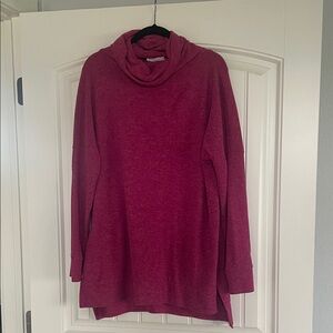 Zenana Outfitters Cowl Neck Sweater - Deep Pink